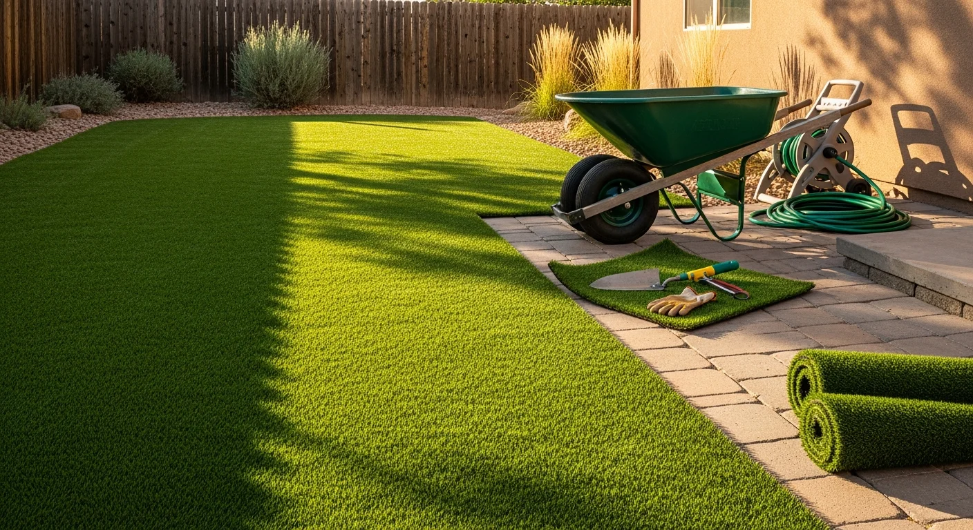 Landscape turf installation with integrated outdoor design in Denver