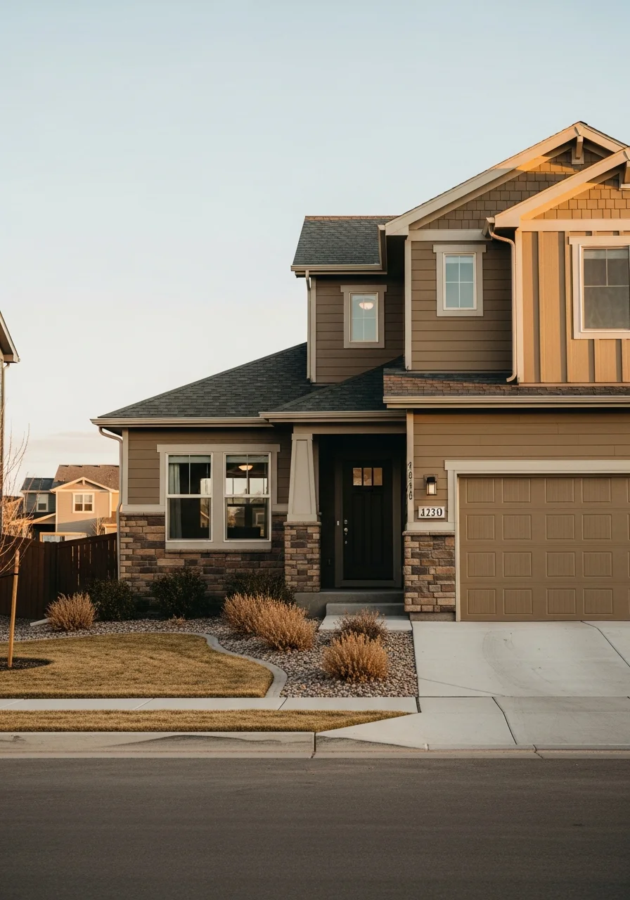 Aurora home exterior showing contemporary siding and entryway typical of the area's mixed-age housing stock.